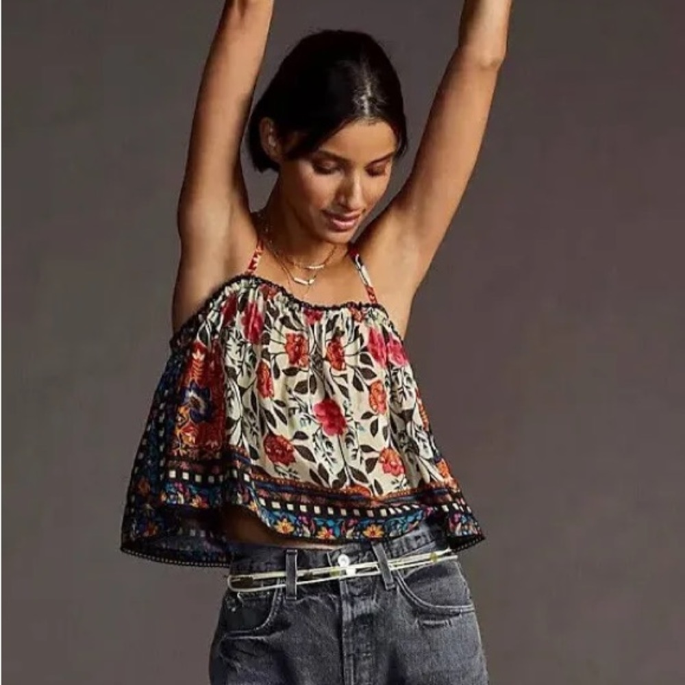 Farm for Anthropologie cropped tank, size small
